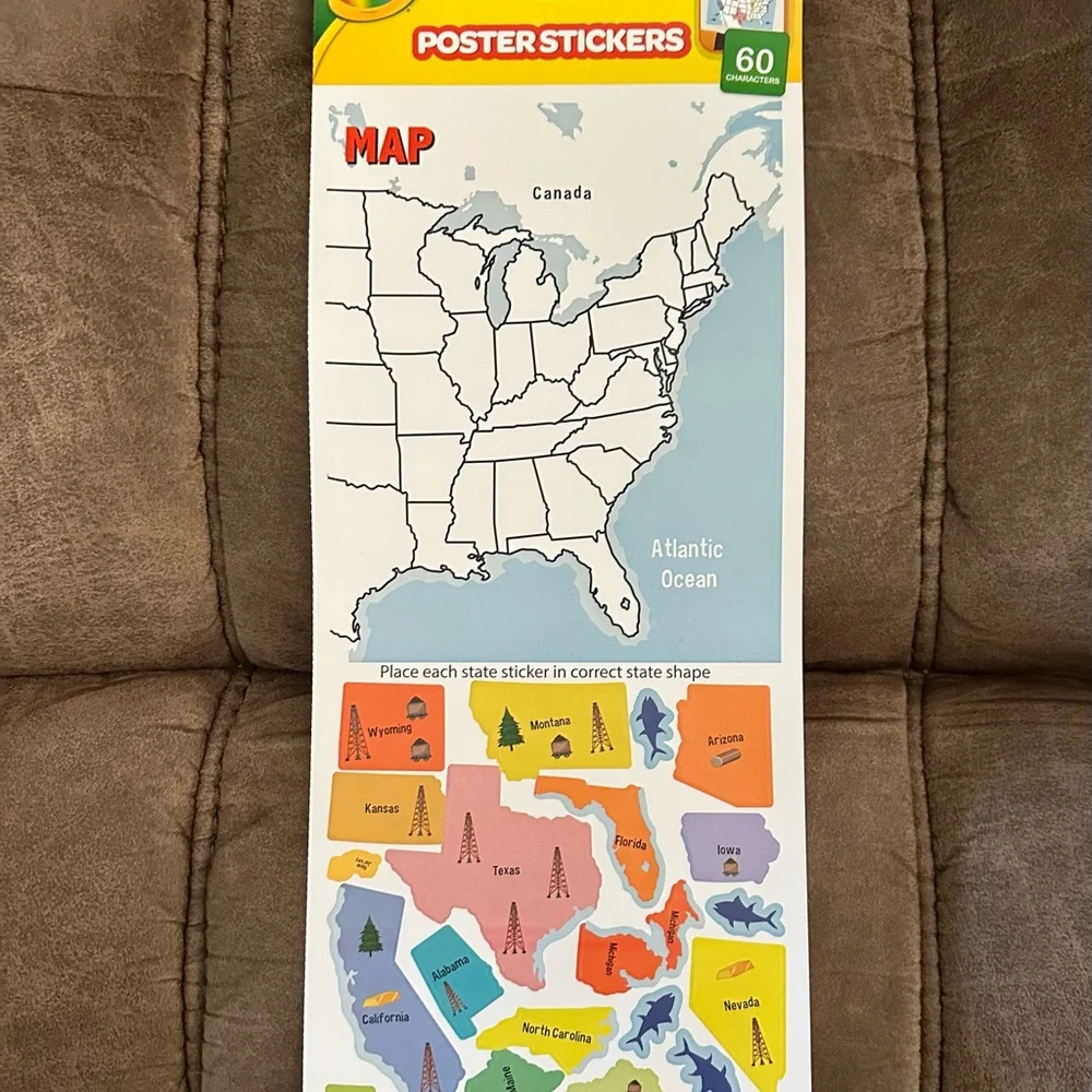 🌵3/$15 Crayola USA 50 states map poster stickers ( see description)